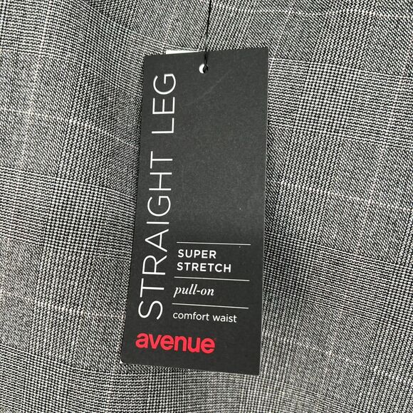 NWT Avenue Pants Women 20P Gray Plaid Straight Leg Super Stretch Pull-on Trouser - Picture 6 of 9